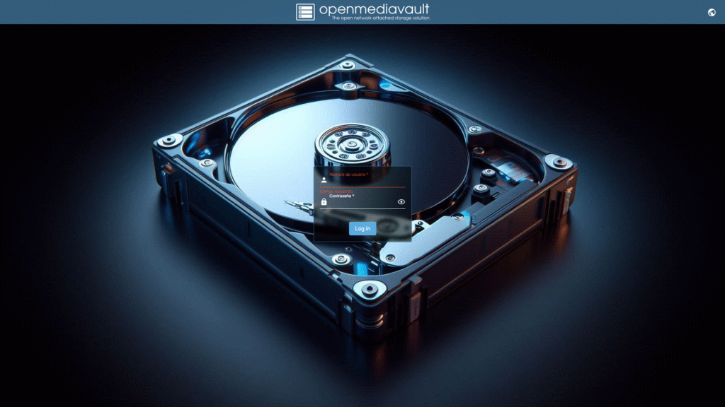 Pantalla de inicio de OpenMediaVault