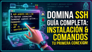 Miniatura del tutorial sobre qué es SSH, cómo instalarlo y comandos básicos para controlar servidores Linux y Raspberry Pi remotamente.