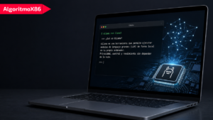 Ordenador portátil ejecutando Ollama y un modelo de inteligencia artificial local mediante una terminal